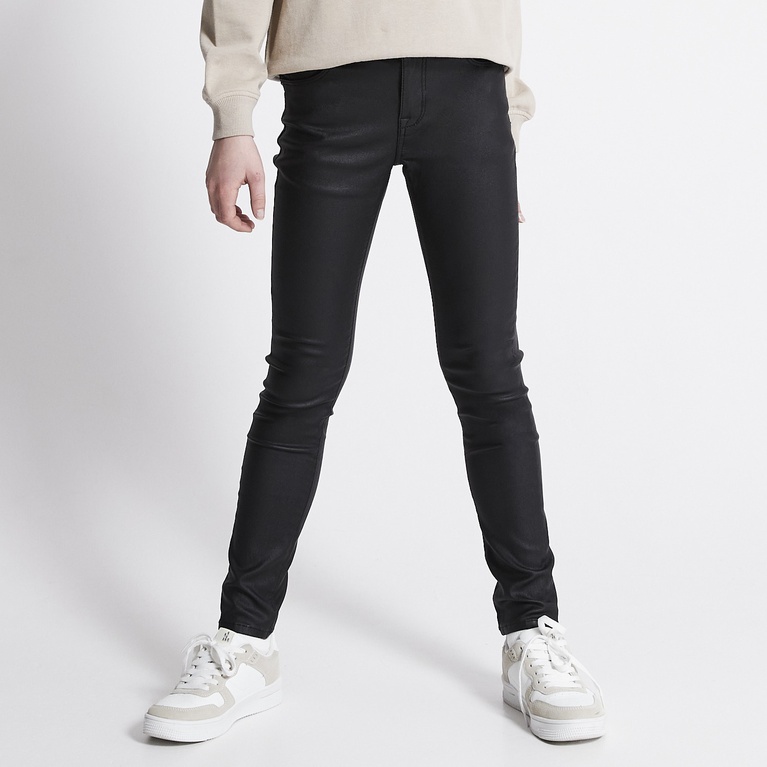 Mid waist skinny jeans "Skippy" Coated Black